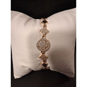 18k GF  CZ Clover Bracelet With Lock Box Closure New